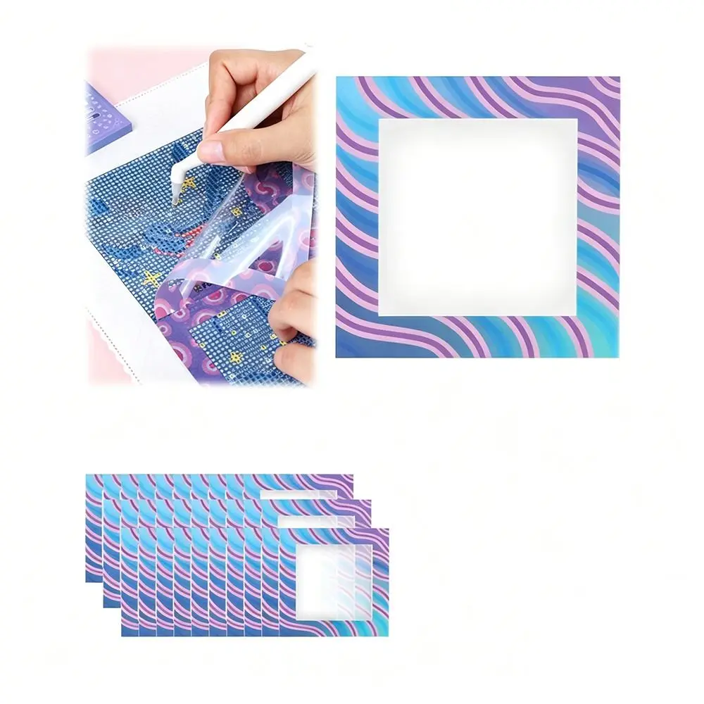 6/12Pcs Assist Aligning Diamond Painting Release Film 10cm Reusable Protective Frame Cover Protective Frame 6 Patterns