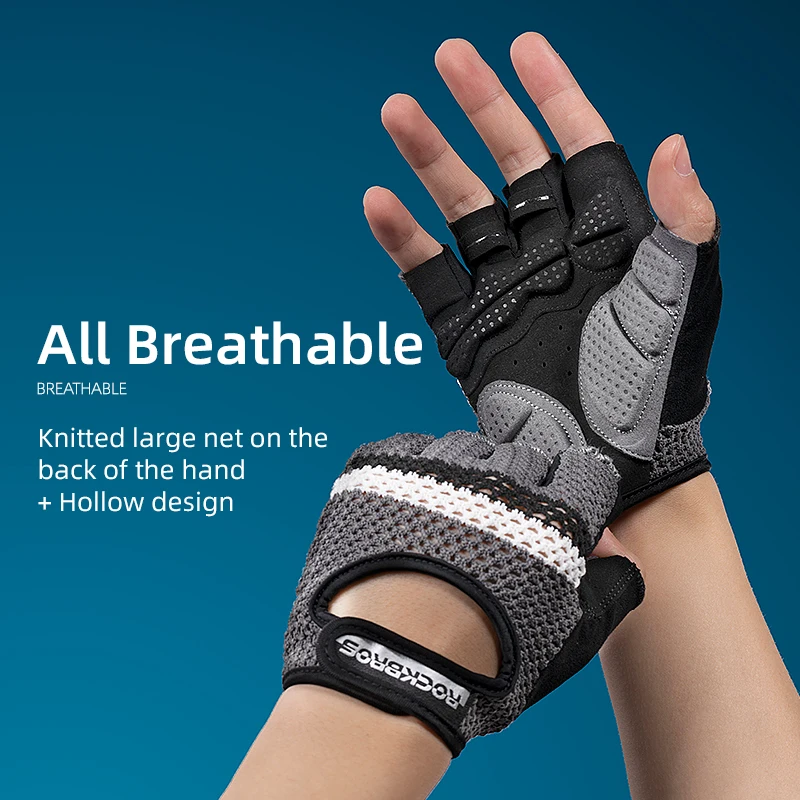 ROCKBROS Women Men\'s Cycling Gloves Fitness Breatahble SBR Shockproof Fingerless Gloves Moto MTB Bike Gloves Bicycle Accessories