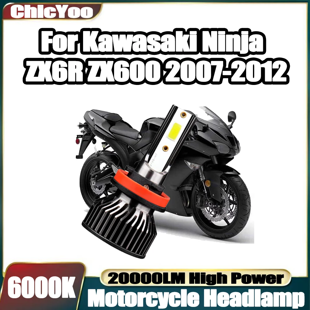 

1PCS 6000K Super White Motorcycle Headlight 20000LM Motorbike Lamp For Kawasaki Ninja ZX6R ZX600 2007 2008 2009 2010 2011 2012