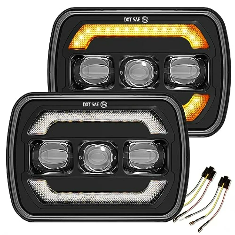 

Модернизированные светодиодные герметичные фары 5x7 7x6 с ДХО/поворотниками H6054 6054, в 5 раз ярче, замена галогенных фар Hi/Lo для Wrangler