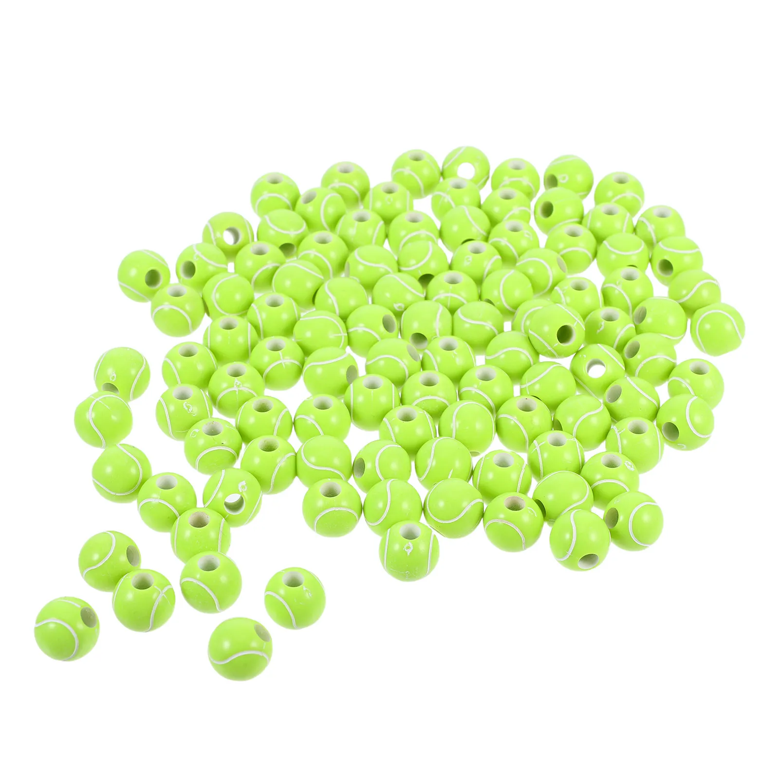100Pcs DIY Tennis Ball Acrylic Beads Sports Bracelet Jewelry Making Accessories Creative Educational Hand Eye Coordination