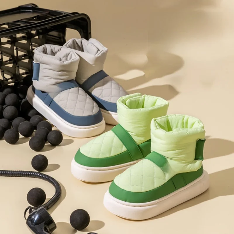 

Зимние ботинки, ботильоны, зимняя обувь из искусственной кожи для стиля унисекс, теплая нескользящая обувь на толстой подошве, зеленая, розовая, размер 36-41