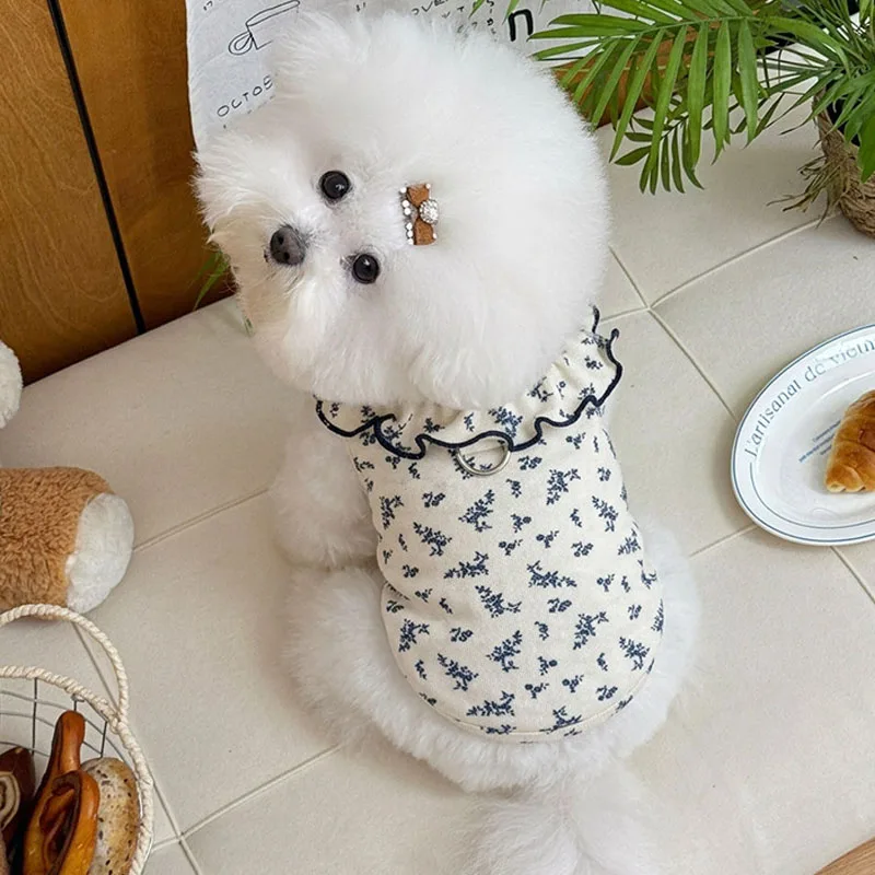 Vestido floral sin mangas con cuello de encaje para perros Chihuahua - imagen 4