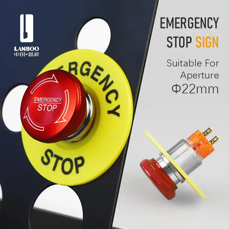 LANBOO 16/19/22mm Emergency Stop Button Protective Cover Waterproof And Dustproof Prevent Wrong Operation With Keyhole Design