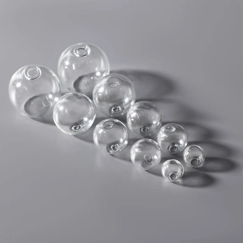 10 قطعة كرة زجاجية شفافة بفتحة واحدة مصنوعة يدويًا إكسسوارات يدوية لتزيين الحرف اليدوية زخرفة حديقة خرافية مصغرة