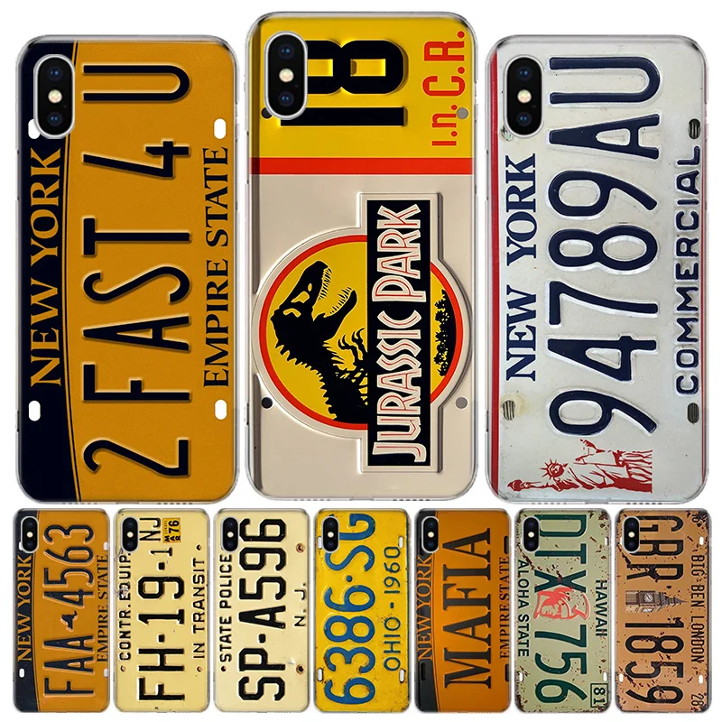 funny License New York plate number Clear Case For iPhone 11 13 14 Pro 15 Pro Max 12 Mini 16 XR X XS Max 7 8 Plus Fun