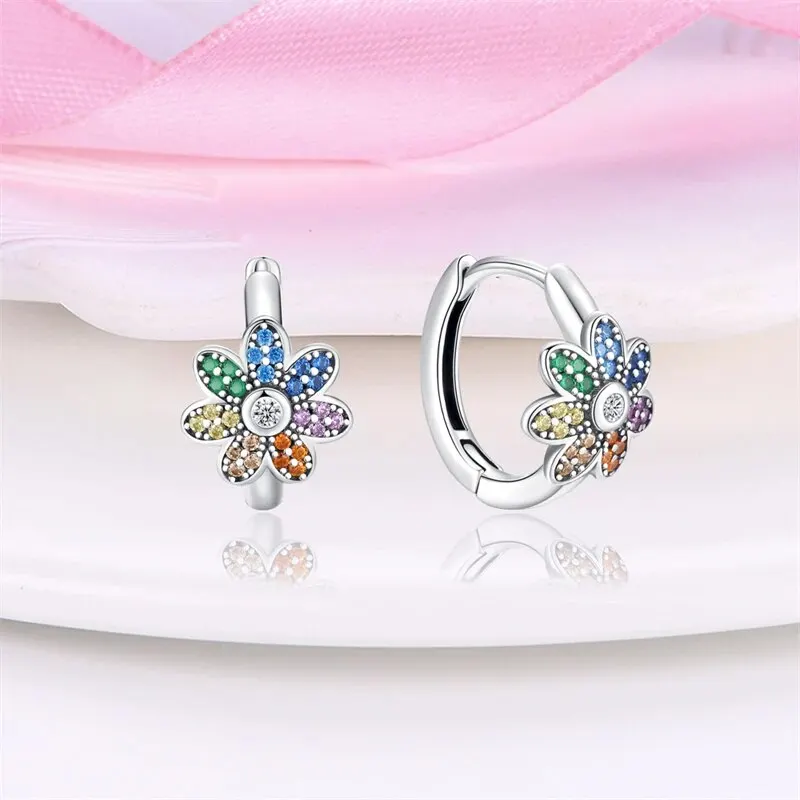 Zunderes-Boucles d'Oreilles Géométriques en Argent 925 pour Femme, Bijoux de Haute Qualité, Fleur de Soleil, 03/Wear et Fêtes, 1 Paire