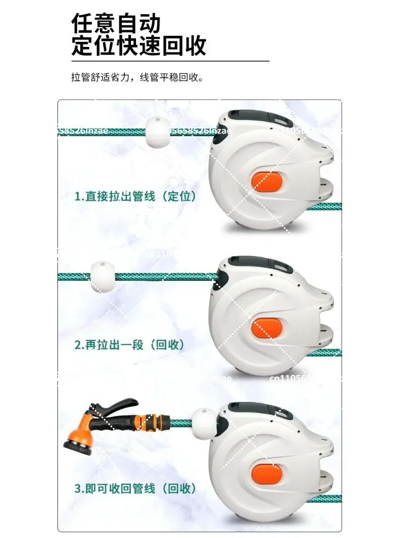 Automatic Reel Drum Retractor for Garden Hose, Pipe Recycler, Home Car Washing Tool
