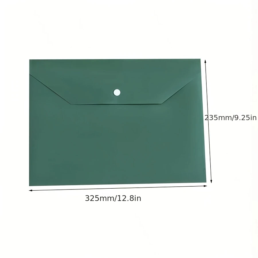 10pcs/5pcs pack A4 clear polypropylene snap button file folders, durable waterproof document storage bags, multiple colors avail