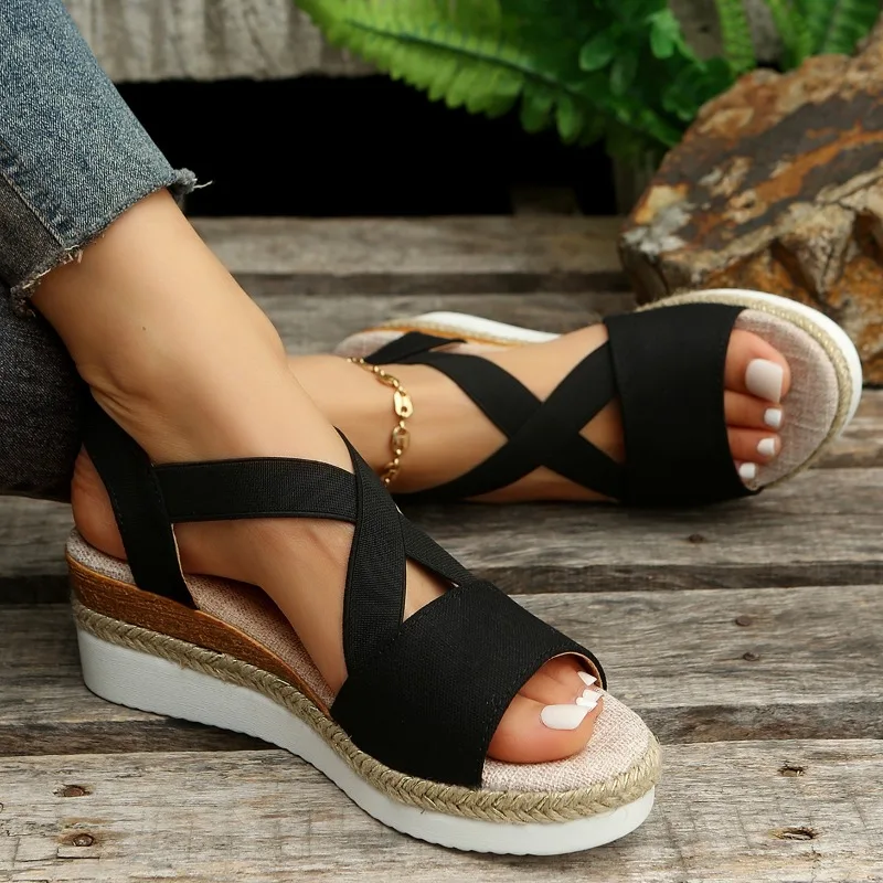 

Sandals for Women Fashion Buckle Peep Toe Comfort Lightweight Wedges Sandals Summer Wear-resistant Women Office Wedding Sandals