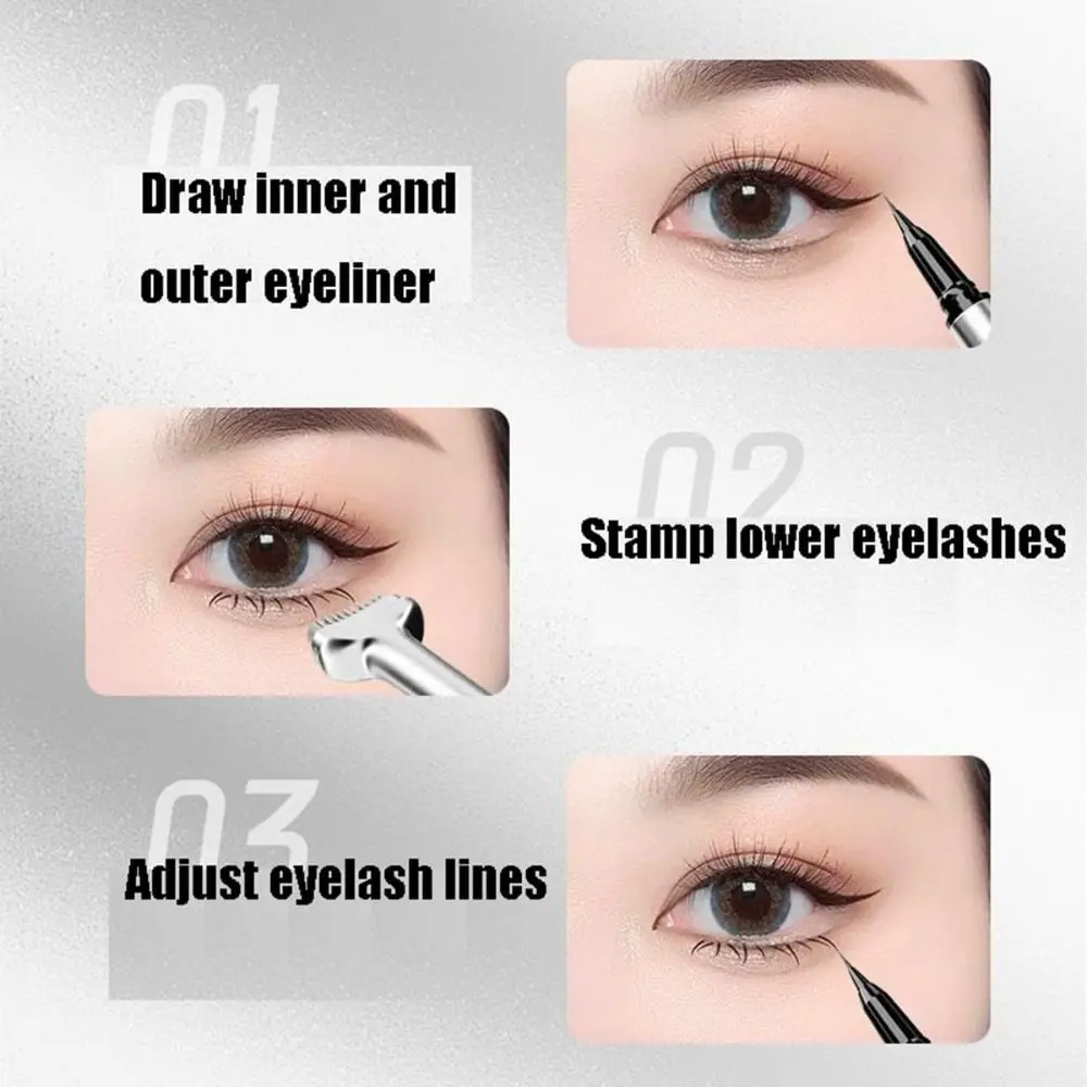 New Upgraded Waterproof Lower Lash Stamp Set Easy to Use Quick Dry Silicone Eyelash Stamp Portable Double Head Eye Liner