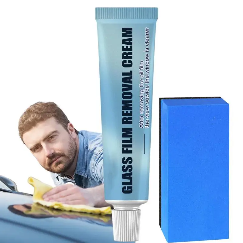 Car Glass Oil Film Cleaner With Sponge Water Mark Cleaning Agent Oil Film Removal Cream For Car Window Clear Vision Dropship