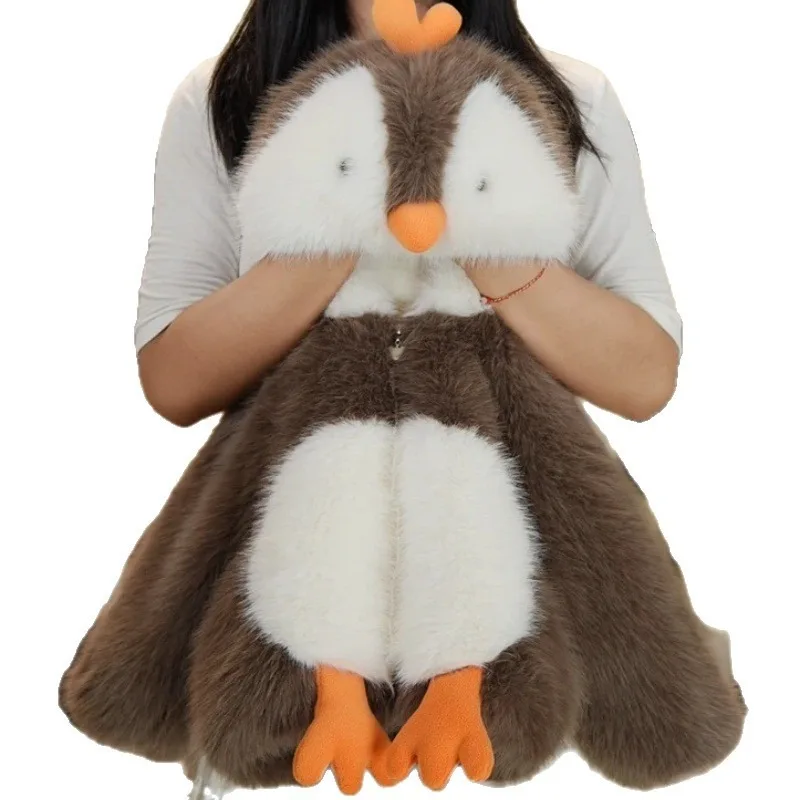 

Зимнее теплое пальто с 3D рисунком пингвина для девочек, повседневная модная верхняя одежда, детская шелковая длинная све, круглая Ne, смесь хлопка