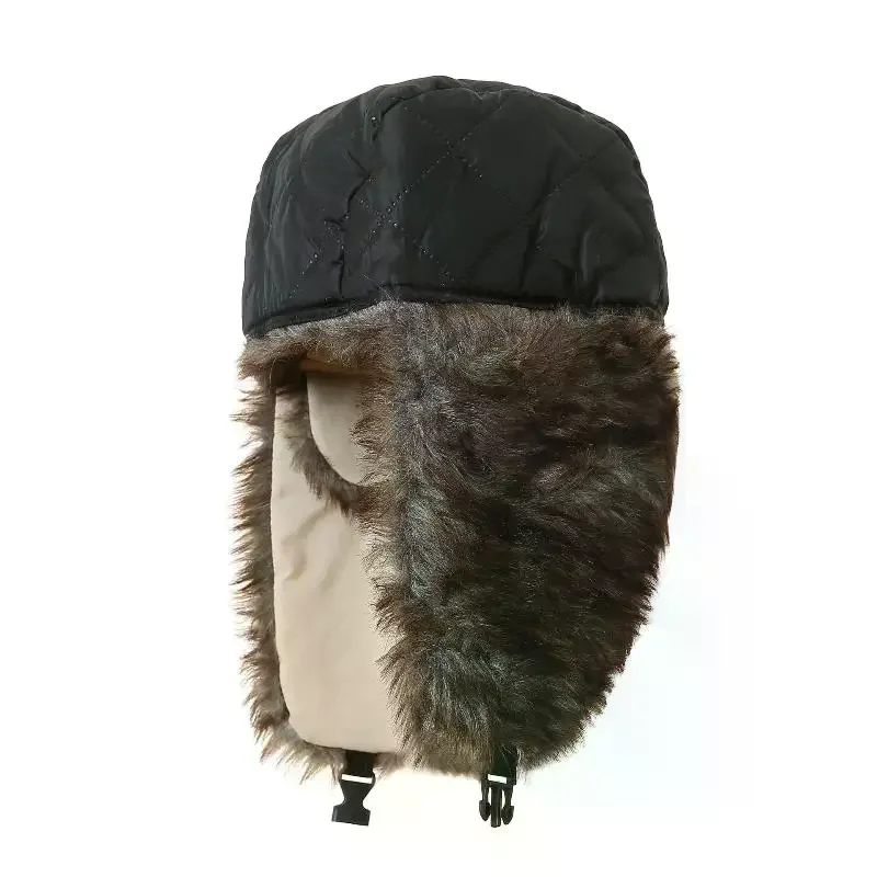 Men's Warm Soldier Hat Winter  Patrolman Earmuffs Polyester Fiber Warm Russian Ski Hat Windproof Cold Hats