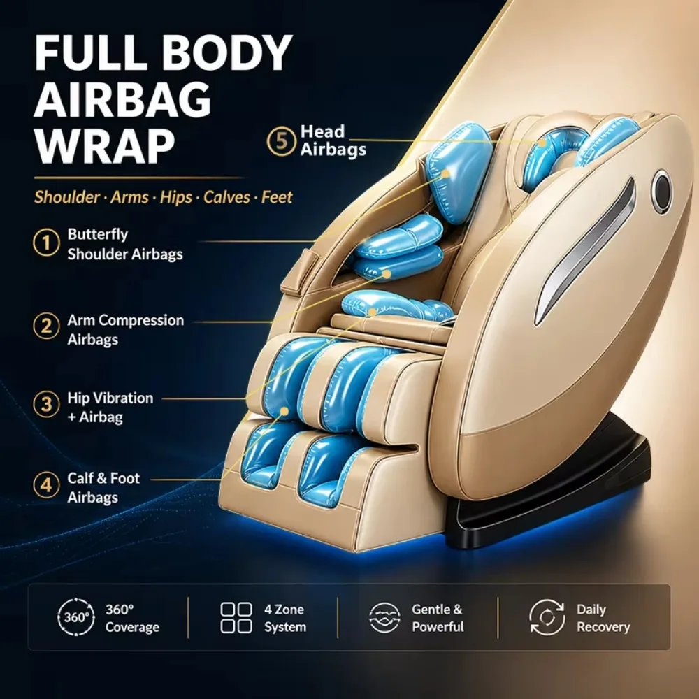 2026 Newest Entry-Luxury Massage Chair Full Body Zero Gravity Airbag Massage Sofa with AI Voice & Bluetooth Music  CE Certified