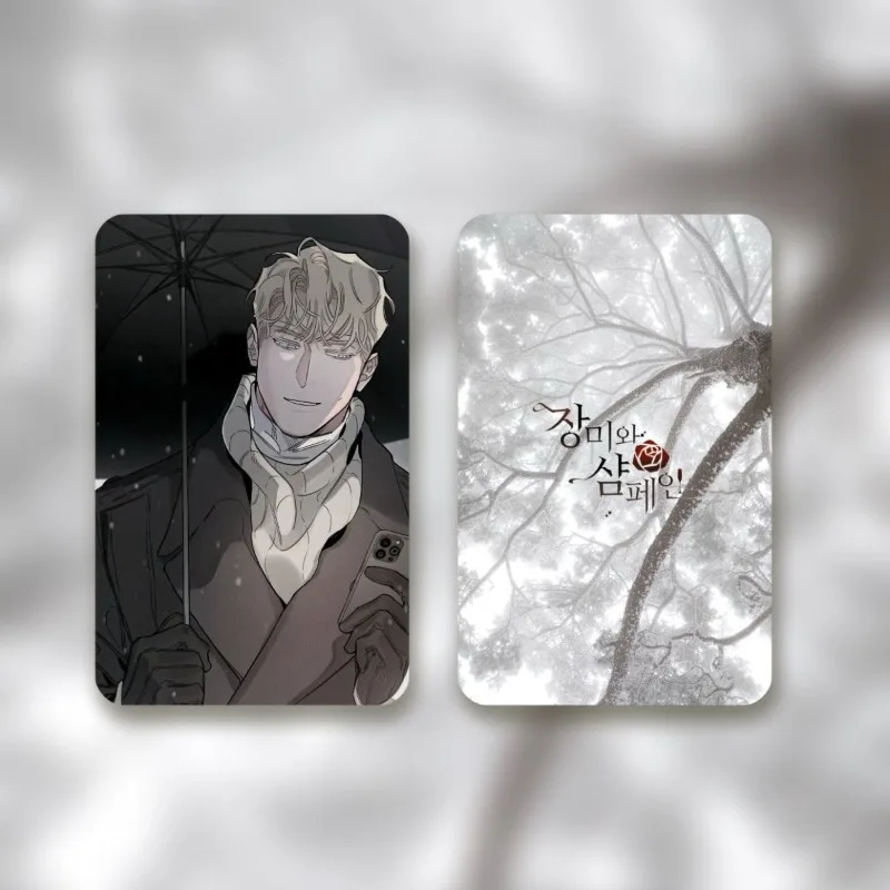 Rose and Champagne Anime Small Card 3inch Leewoon Bl Photo Cards Stickers Aesthetic Couples Friends Gift for Fans Diy Cosplay