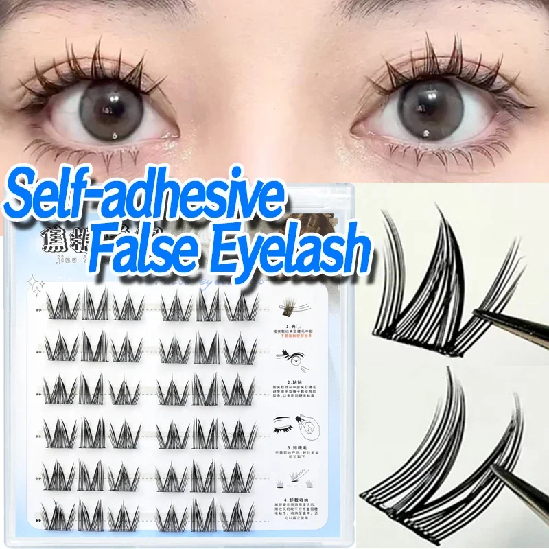 Self Adhesive Bottom Eyelashes No Glue Needed Reusable Fluffy Thick Eyelash Korean Makeup DIY Individual Manga Clusters Eyelash