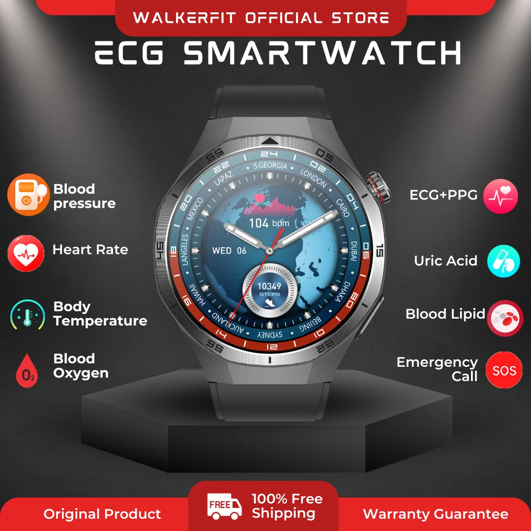 

2025 Новые умные часы с ЭКГ, 1,56-дюймовые умные часы AMOLED, компас, SOS, водонепроницаемые, iOS, работа для модных мобильных телефонов Reloj