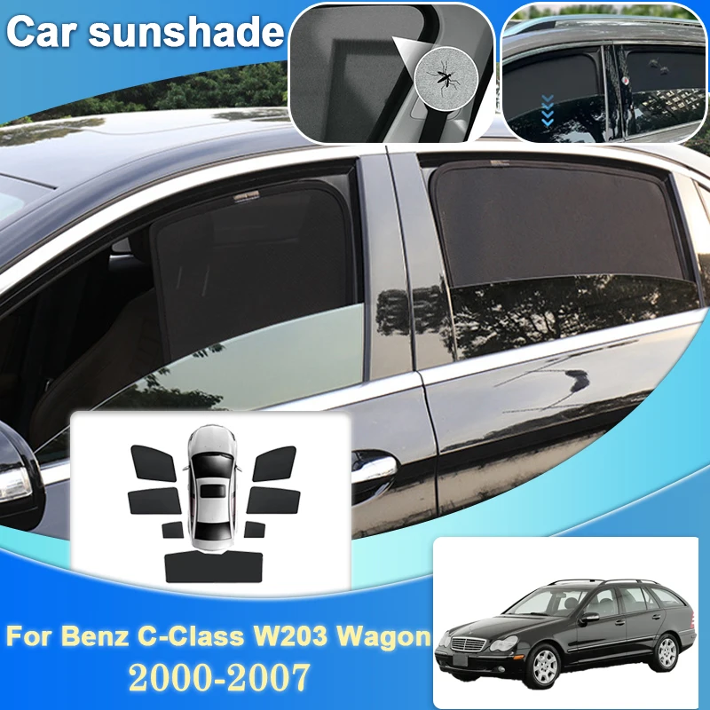 for-mercedes-benz-c-class-w203-wagon-2000-2007-magnetic-sunshield-mesh-visor-heat-insulation-sun-protection-car-tool-accessories