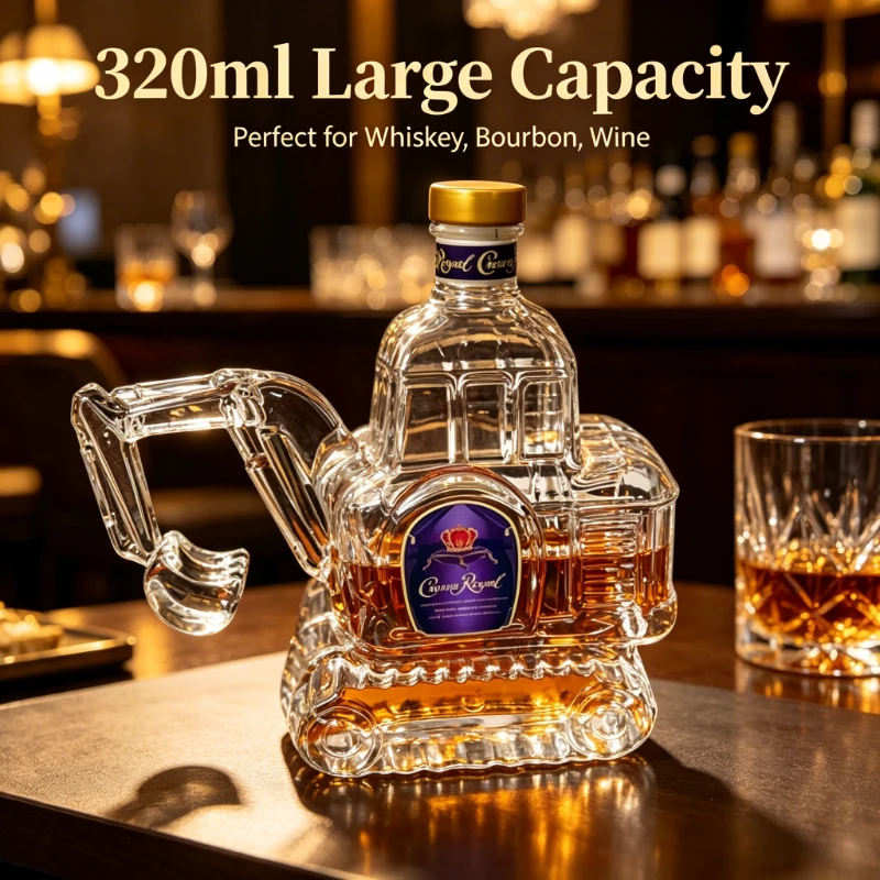 320ml Creative Excavator Glass Decanter Whiskey Bourbon Wine Carafe Novelty Barware Home Bar Decor Perfect Gift for Men