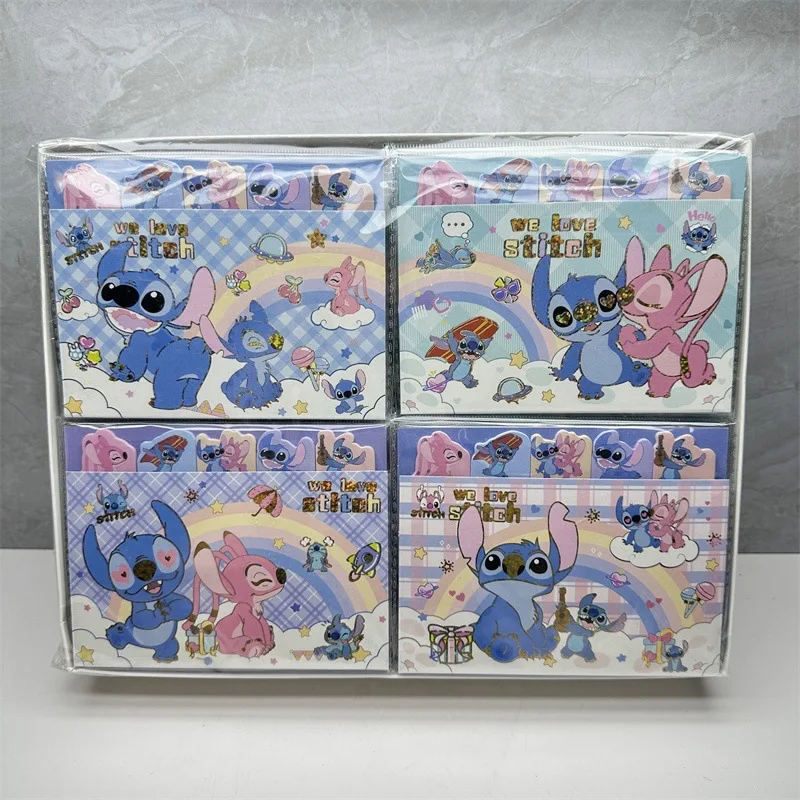 Set catatan tempel Disney Stitch gambar kartun Kawaii Lilo & Stitch Post-it Index stiker hadiah perlengkapan alat tulis anak pelajar