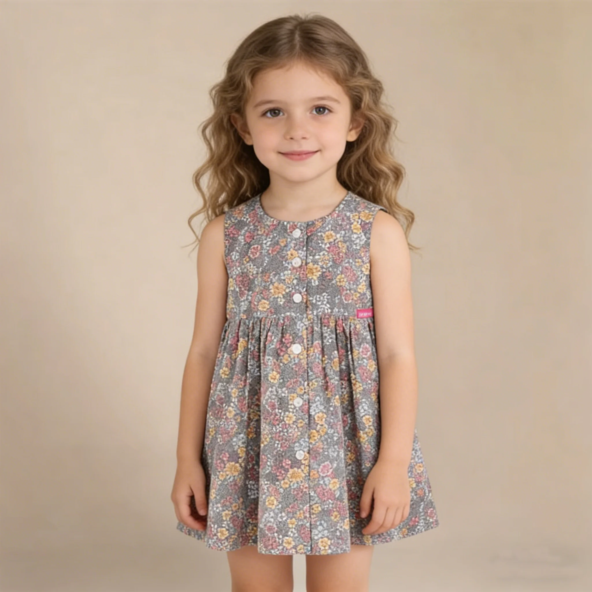 New Summer Sister Clothing 2-6Yrs Baby Girl Party Dress Sleeveless Button Cotton Print Kids Princess Dresses Infant Baby