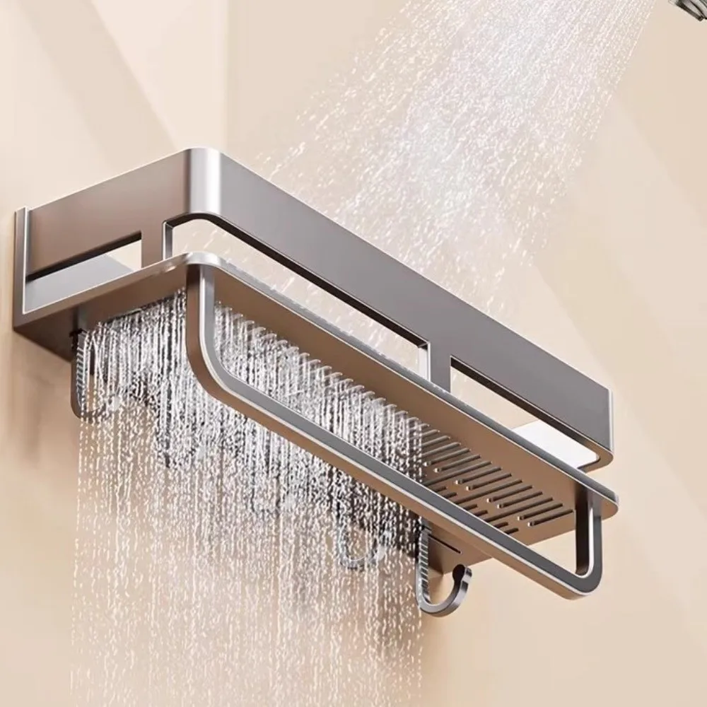 

Простые в установке, нержавеющие полки для ванной комнаты, влагостойкие, с крючками, настенные, износостойкие, органайзеры, стеллажи для хранения в ванной.