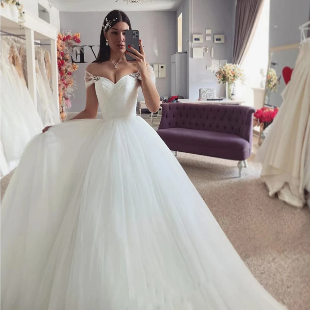Customized ZJ9418 Lace Boho Sweetheart Wedding Dress 2025 Off Shoulder A-Line Floor Length Classic Bridal Gown