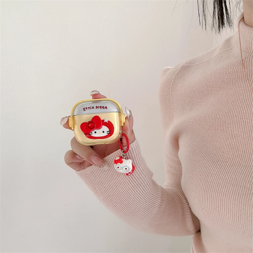 

Cute Bow HelloKitty Earphone case Shockproof Cover for Apple Airpods 2 3 4 Airpods Pro3 Pro2 cover Earphone Case Cartoon Fundas