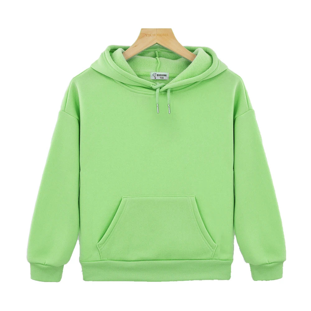 Kids Hoodies Round Neck Sweatshirts Girls/Boys Solid Color Long Sleeve Shirt Children Clothing