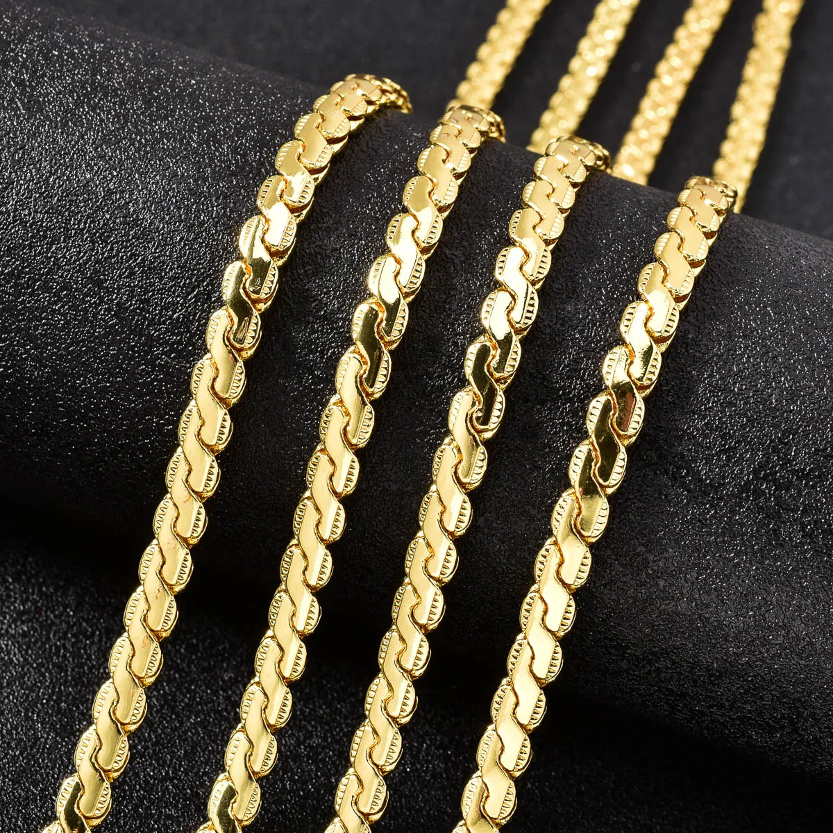 Dainty Flexible Flat Snake Herringbone Chain For Ladies 18K Gold Plated Soft Thin Collar Necklace Minimal Daily Jewelry Gift