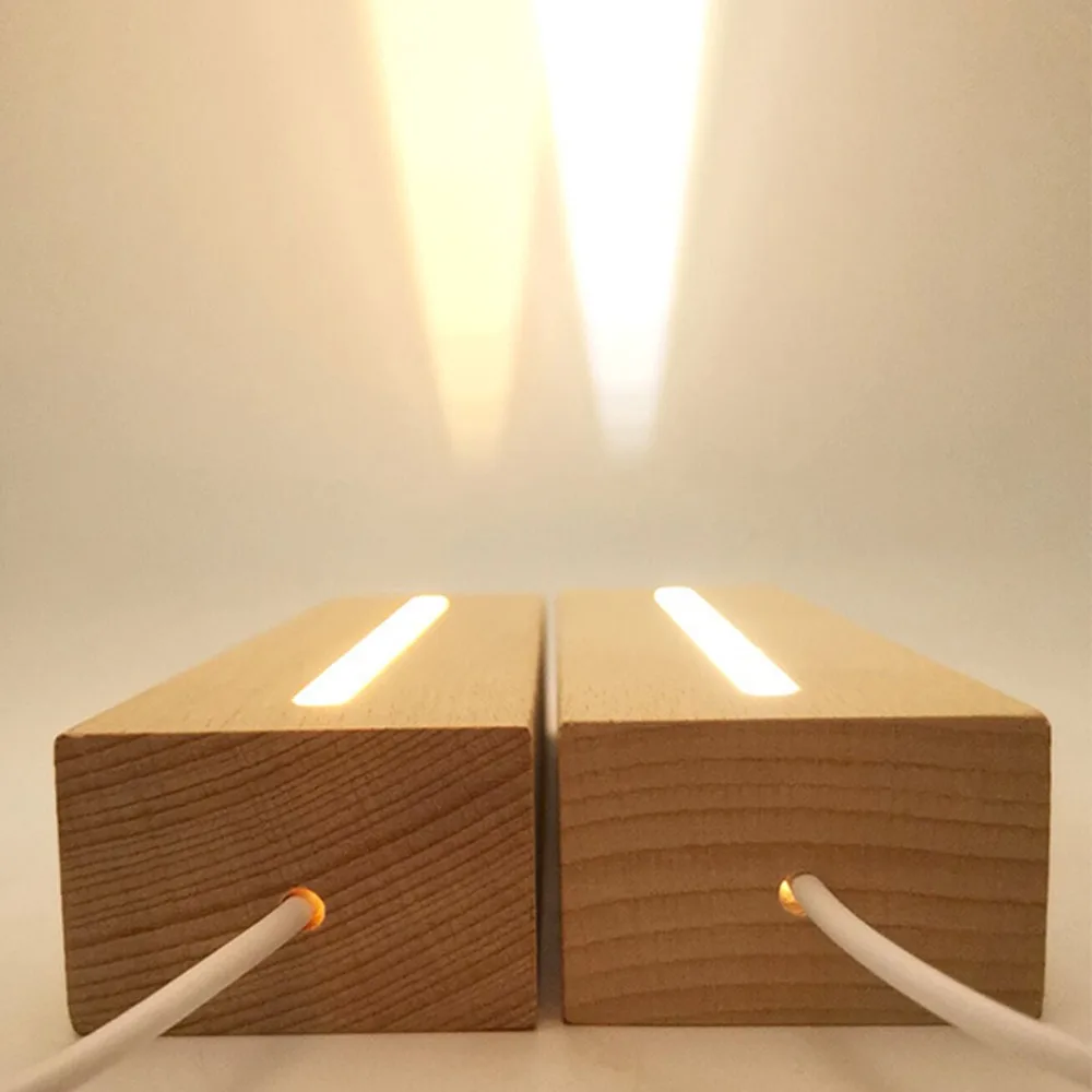 Wooden Crystal DIY Base Stand Resin Art Decor Warm/White Light Light Plate Base LED Lights Holder Night Lamp Night Light Base