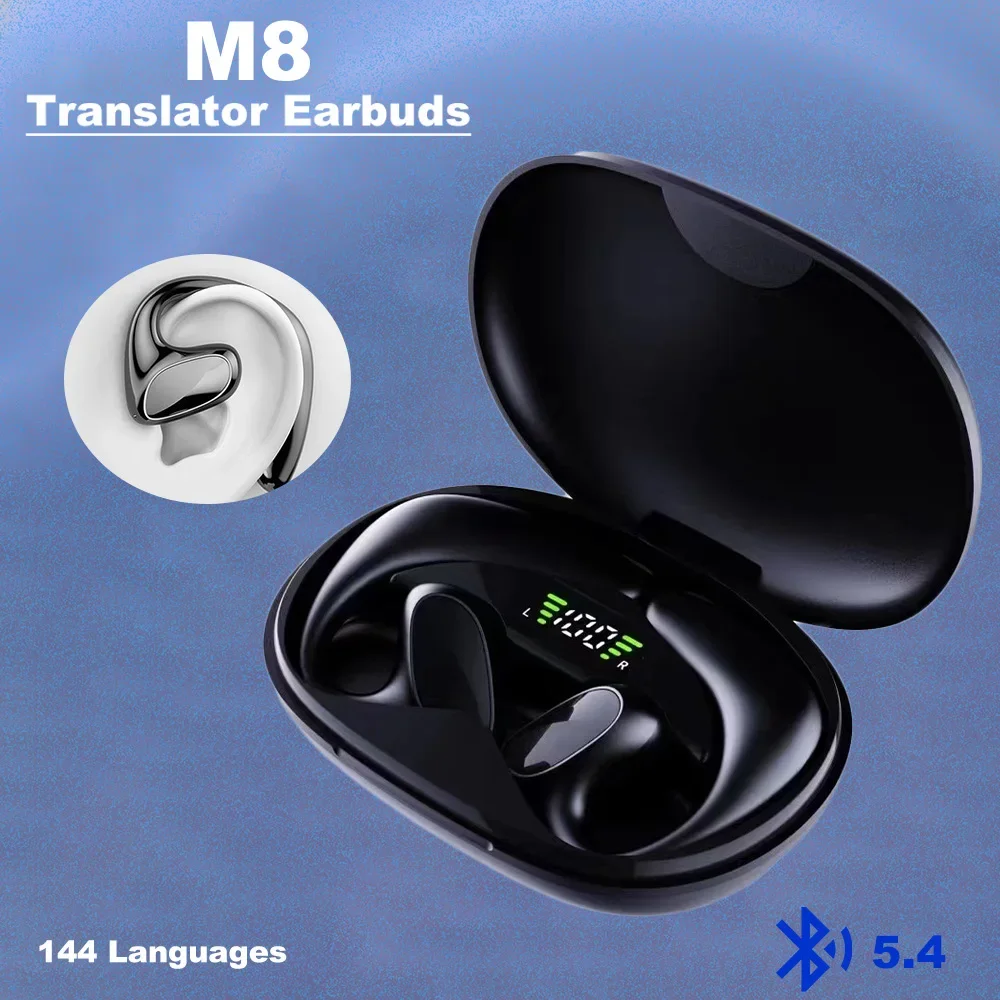 NEW M8 Language Translator Earbuds Smart 144 Languages High Accuracy Wireless Bluetooth Two Way Translator Device