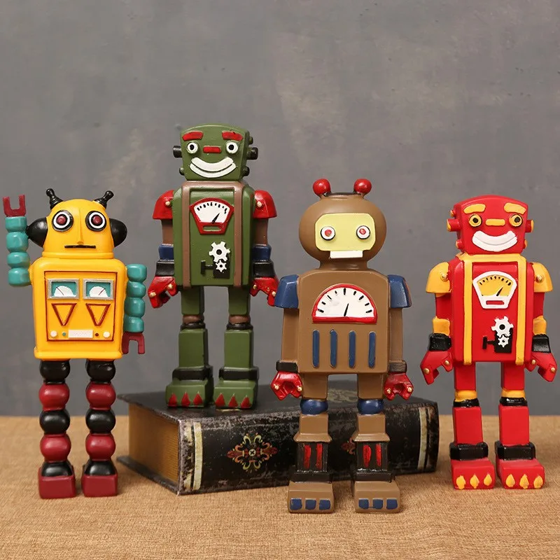 Cartoon Robot Statue Ornaments Crafts Cute Office Healing Decoration Home Window Decoration Art