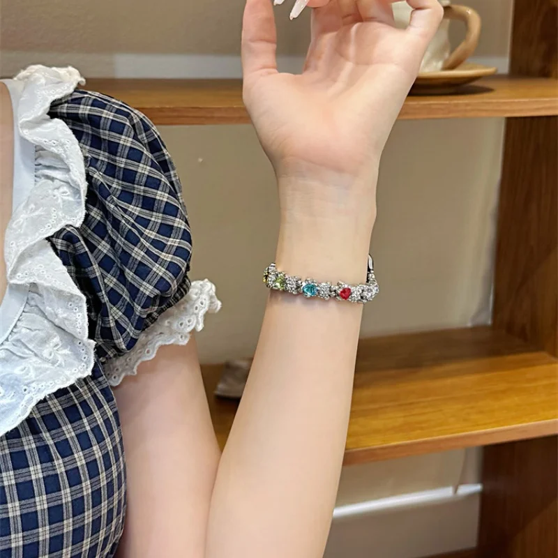 

Love gemstone sparkling diamond elastic compatible iWatch strap 38mm 40mm 41mm 42mm 44mm 45mm 49mm fashionable strap