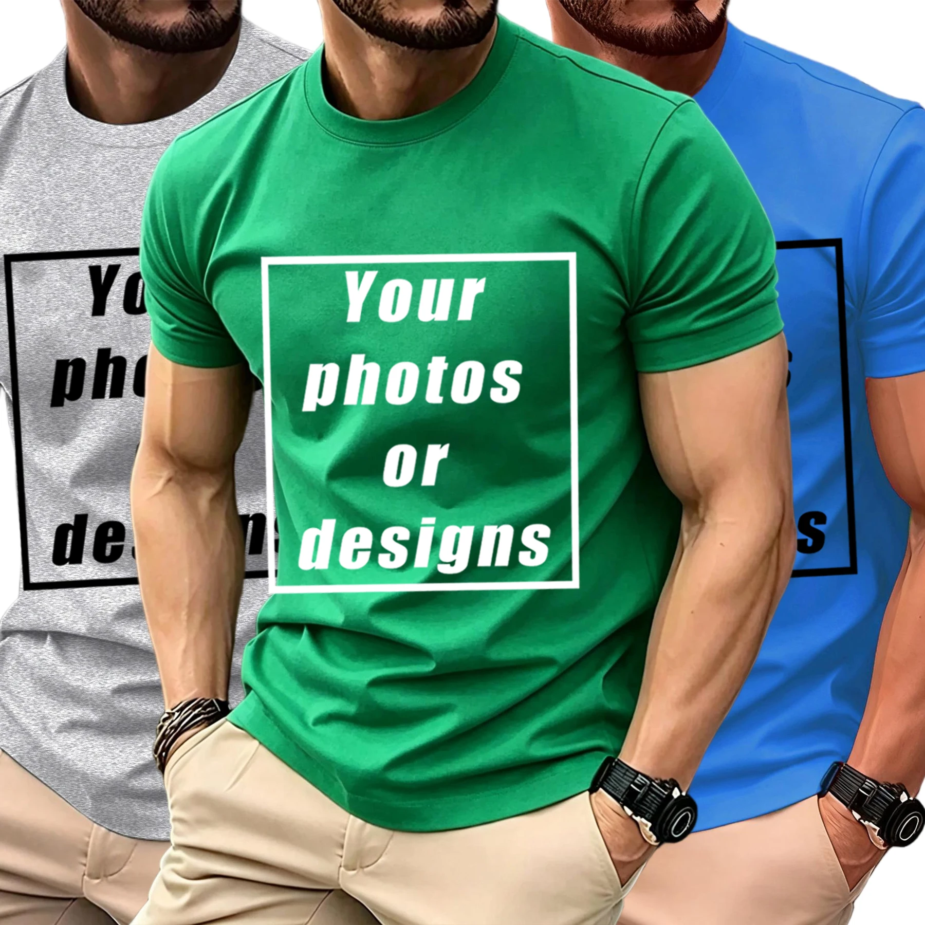 Personalisiertes Design, Markenlogo/Bild, individuelles DIY-Retro-T-Shirt für Herren, modisches O-Ausschnitt-T-Shirt, Street-Hip-Hop-Kleidung, weiches Baumwoll-Top