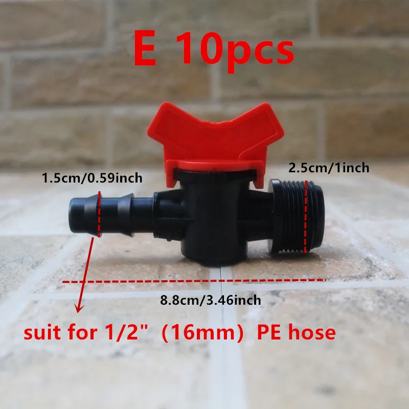 10 Stück 16/20mm Schlauchanschlüsse mit Widerhaken, Mini-Ventil Gartenhahn-Verbinder mit 1/2 3/4 Zoll Gewinde für Tropfbewässerungssysteme – Detail 7
