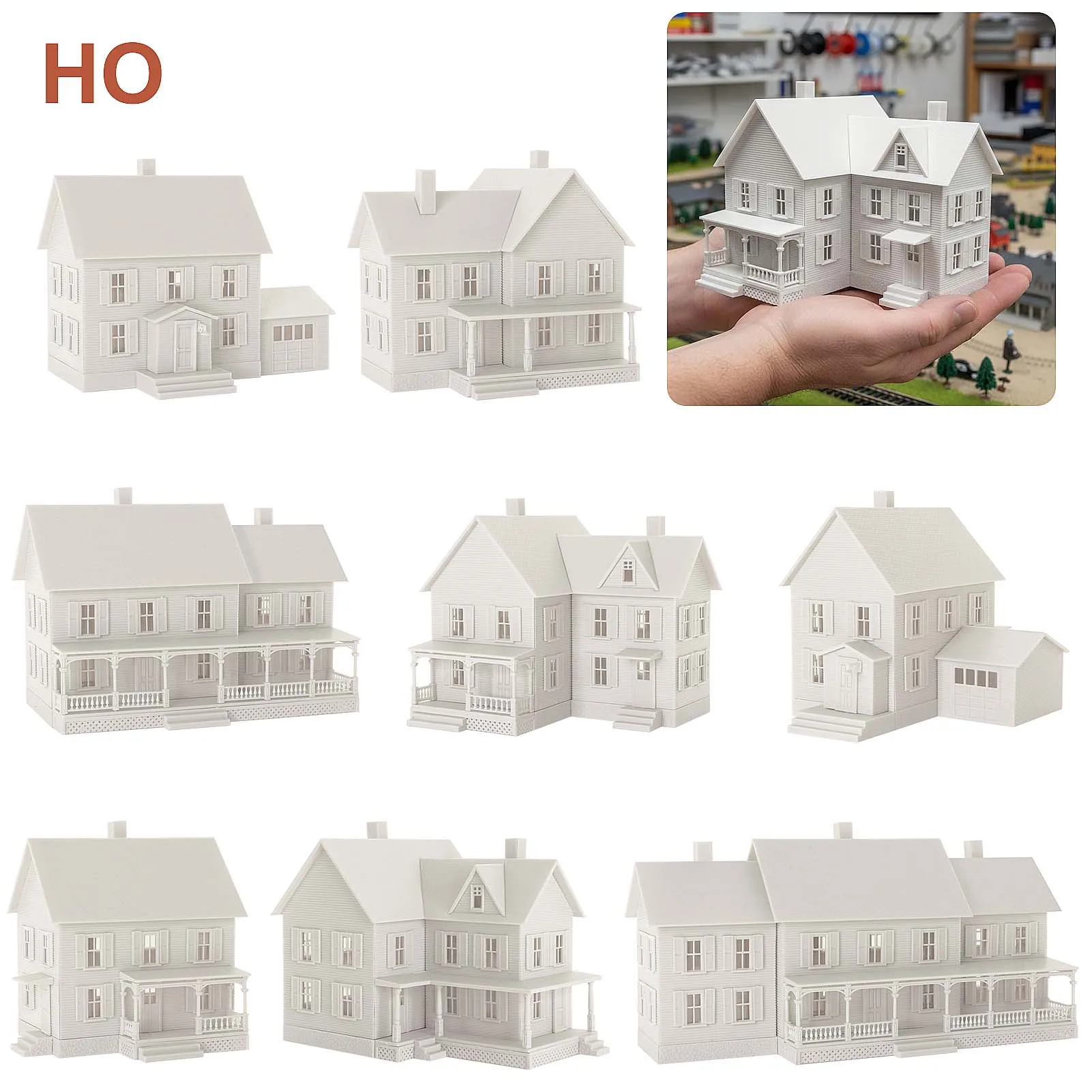 Evemodel HO مقياس 1:87 نموذج Dwelling House Kit غير مصبوغ مبنى معماري غير مجمع
