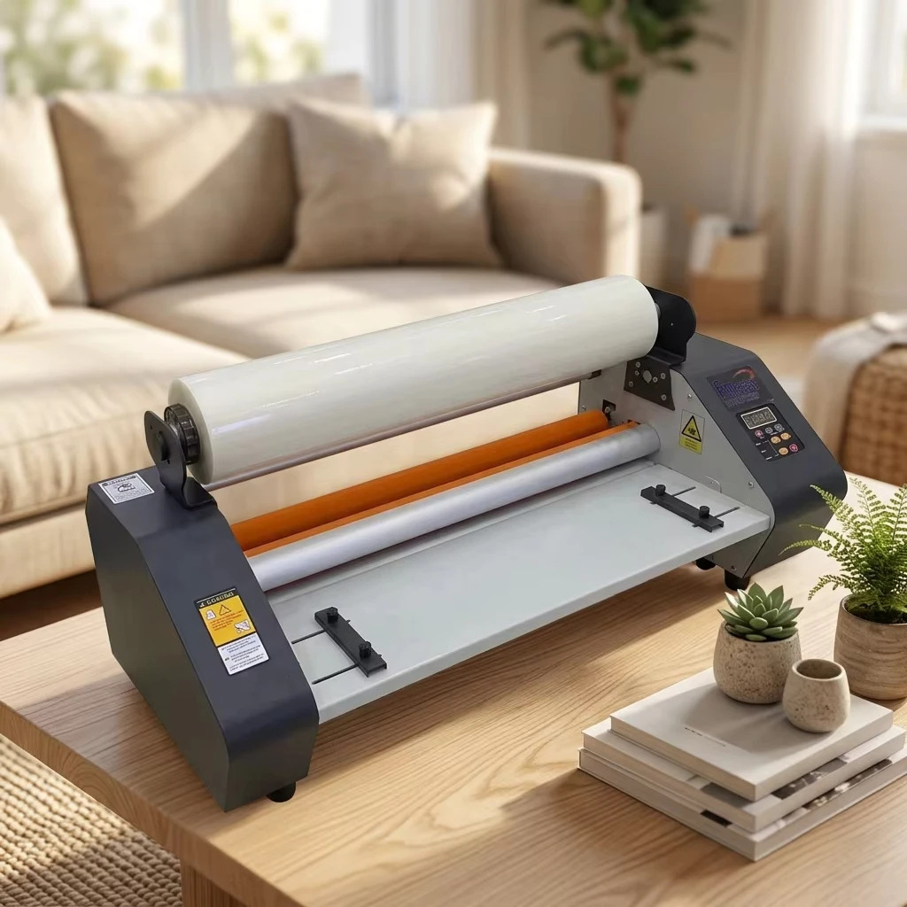 FM6580 Speed Adjustable Manual Feeding Double Side Cold Hot Laminating Machine Reverse Function for A3/A4/A5/A6 Desk Roll Pouch