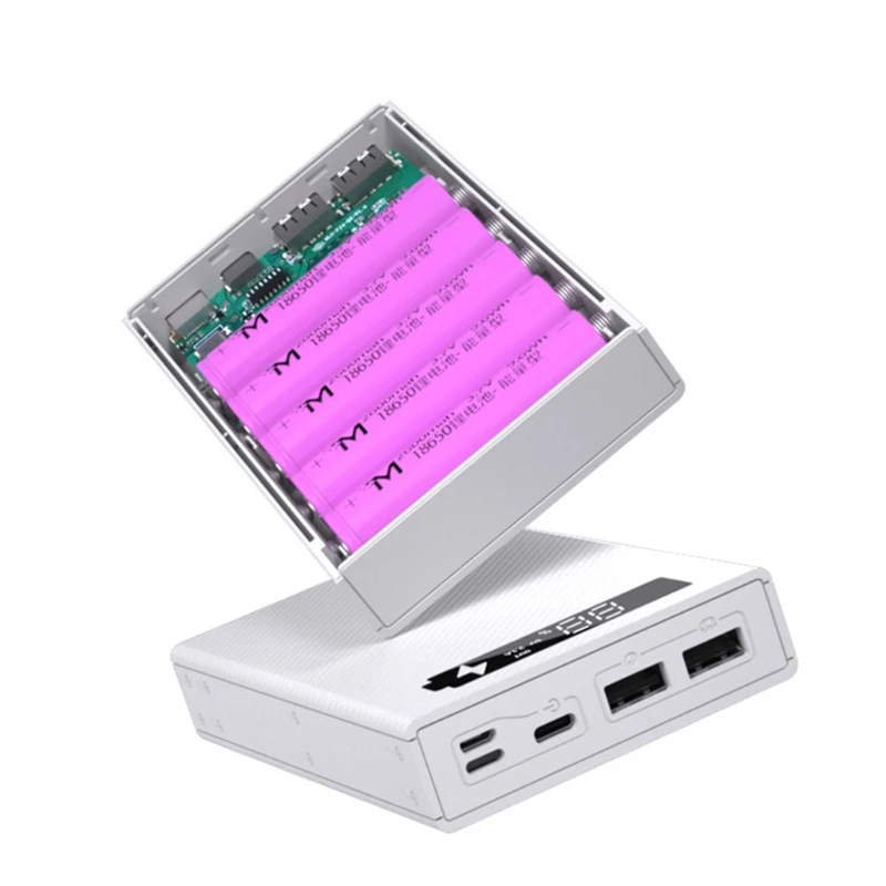 Detachable LCD Display DIY Power Bank Box 5x18650 Battery Charger Box QC 3.0 PD Battery Power Bank Shell Wireless Charging Box