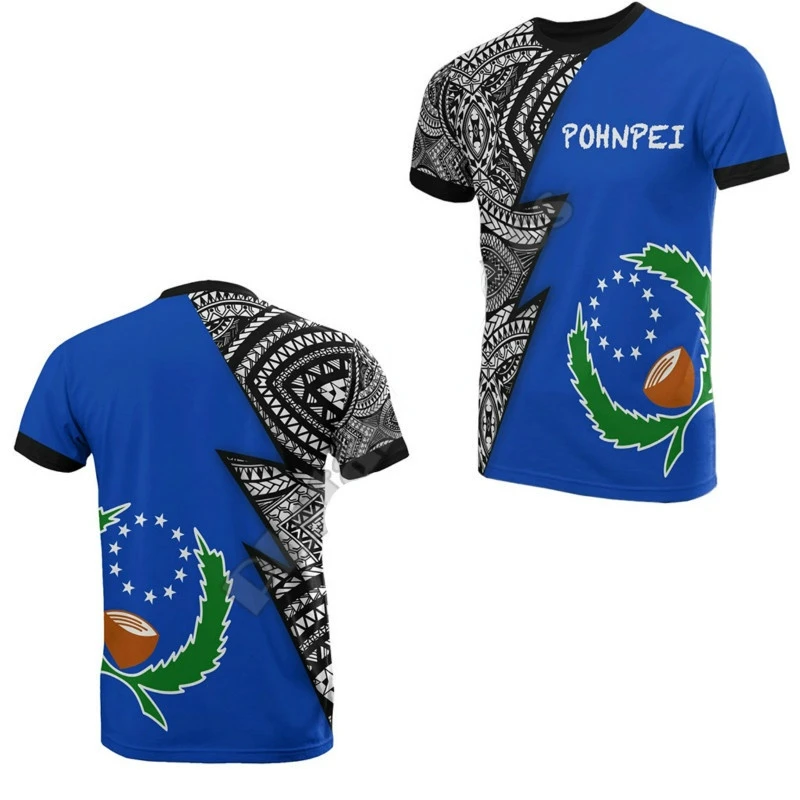 Polynesian Vintage - POHNPEI Street 3D T Shirt Hombres Mujeres 3D Impreso Streetwear Camisetas sueltas de manga corta