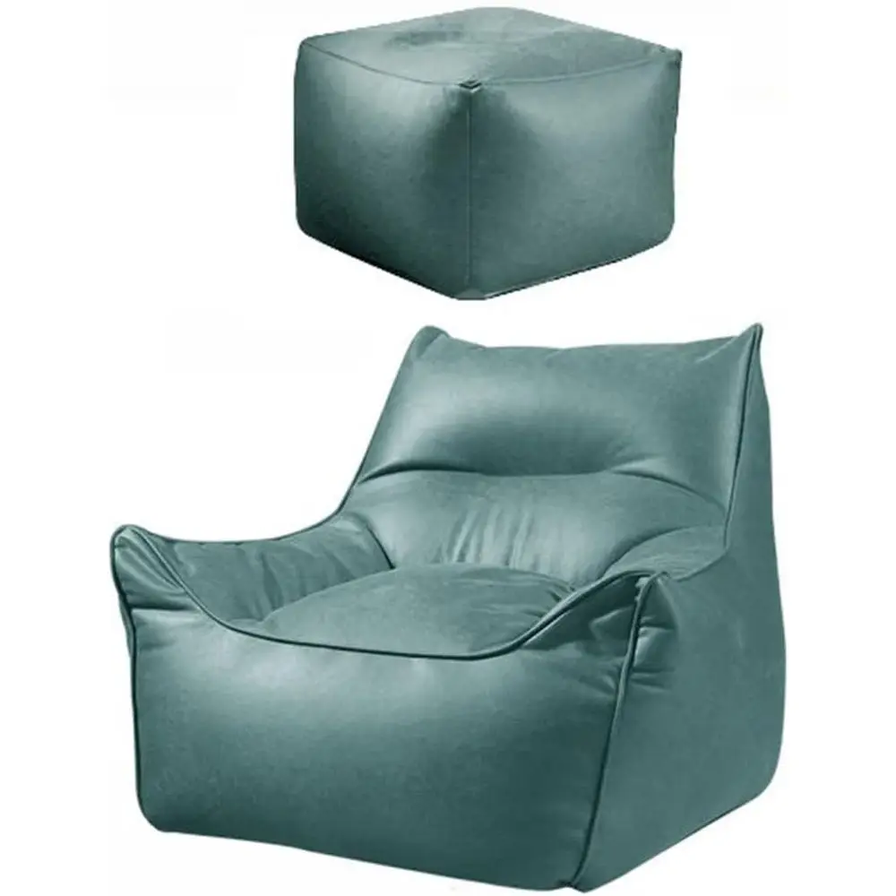 

Waterproof PU Leather Bean Bag Cover, Outdoor Lazy Sofa Couch Case with Coral Blue 2-in-1 Design