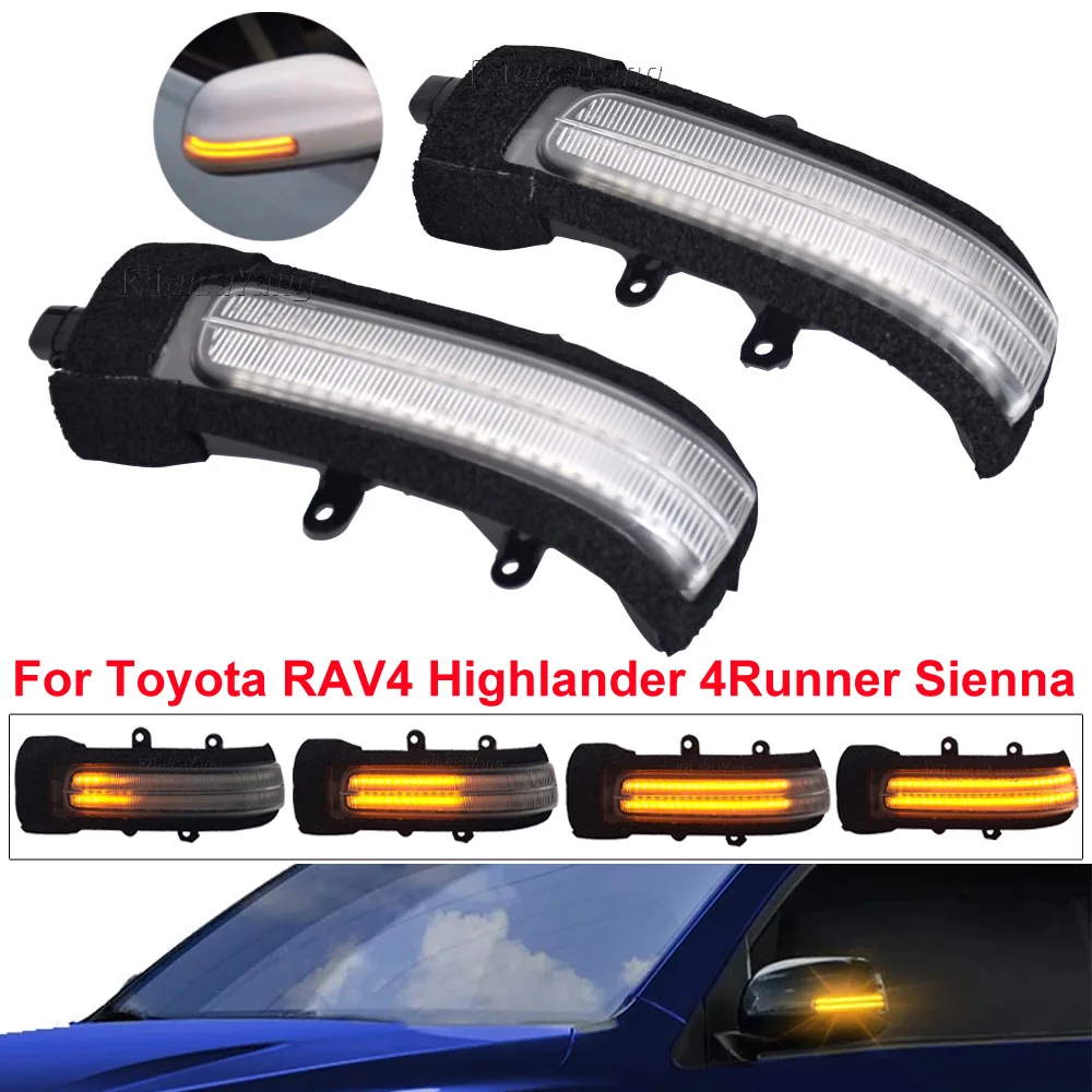 2x Side Mirror LED Dynamic Turn Signal Light Sequential For Toyota RAV4 Highlander 4Runner Sienna Fortuner Rush Alphard Vellfire