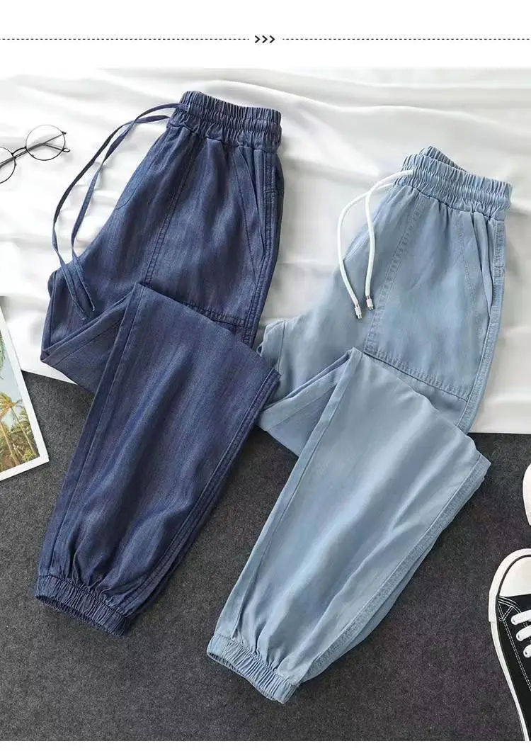 여성 여름 봄 붕대 포켓 실크 프릴 빈티지 플러스 사이즈 캐주얼 파티 패션 루즈 포켓 바지