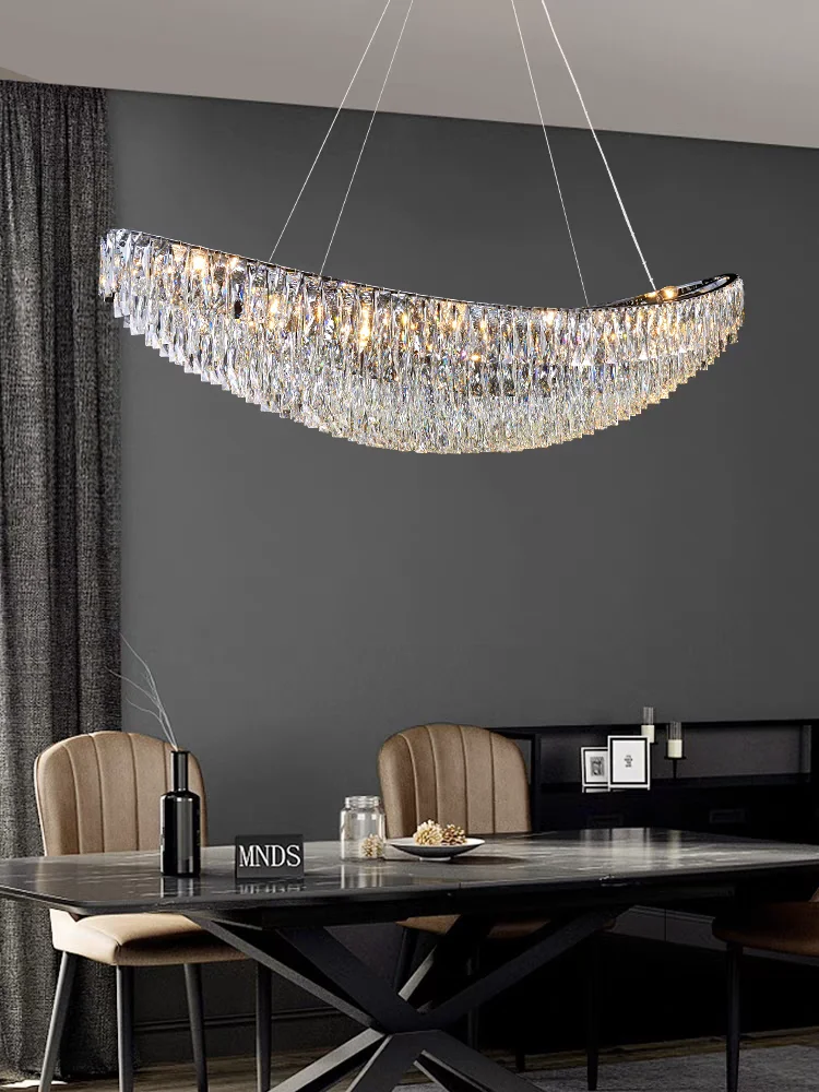 Crystal Boat Chandelier 2024 Chrome Golden Modern Hanging Lamps for Ceiling Home Decor Restaurant Italy Lights for Dining Table