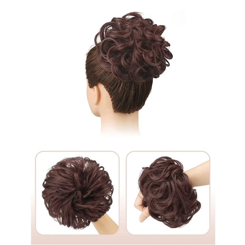 

Realistic Hair Bun Hair Tie Elastic Hair Band Hair Bun Hair Clip Bun Hair Bun for Women Fluffy Curly Hair Large Hair Tie