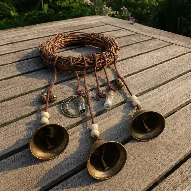Witch Vine Ring Bell Door Handle Pendant Vine Wind Chime for Window Sill Hanging Home Decoration Wall Hanging Commemoration