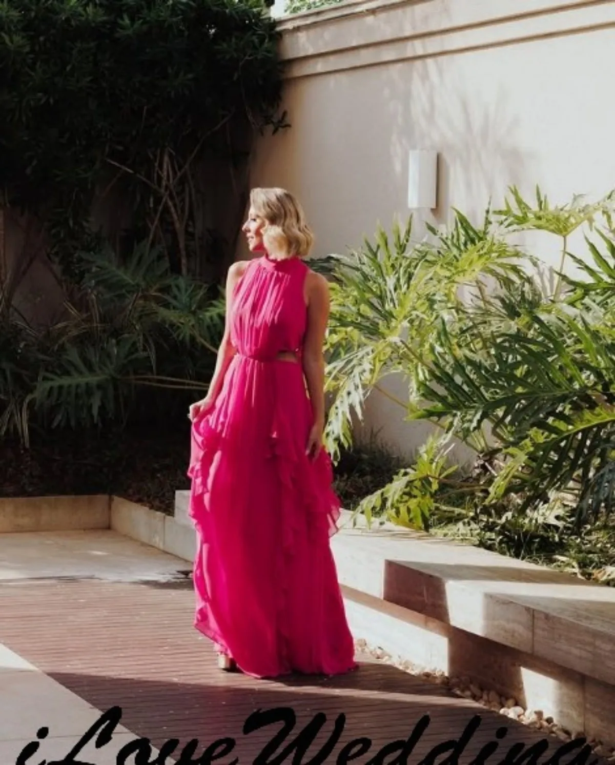 Chiffon-Pink-Neckholder-Abschlussballkleid mit Rüschen, ärmellos, 2025, elegantes Hochzeitskleid für Frau, rückenfrei, sexy A-Linie, individuell gestaltet