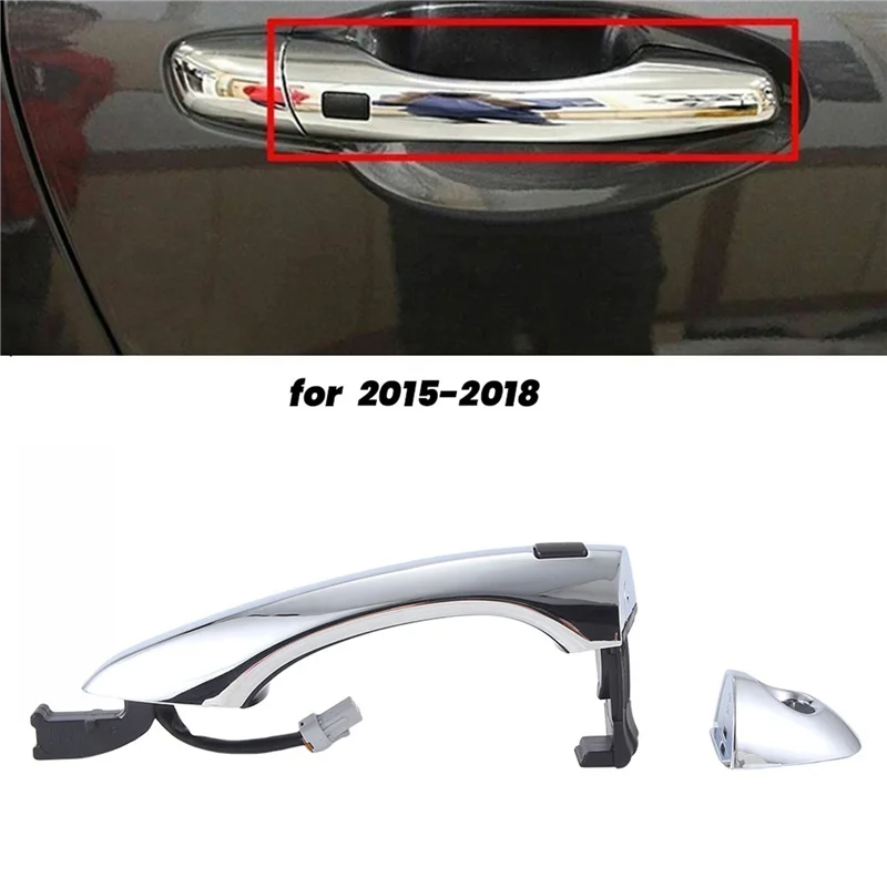 

1Pair Front Door Inductive Chrome Handle Have Button 82651-C5710 82661-C5710 For Kia Sorento 2015-2018 Door Pull Lid Replacement