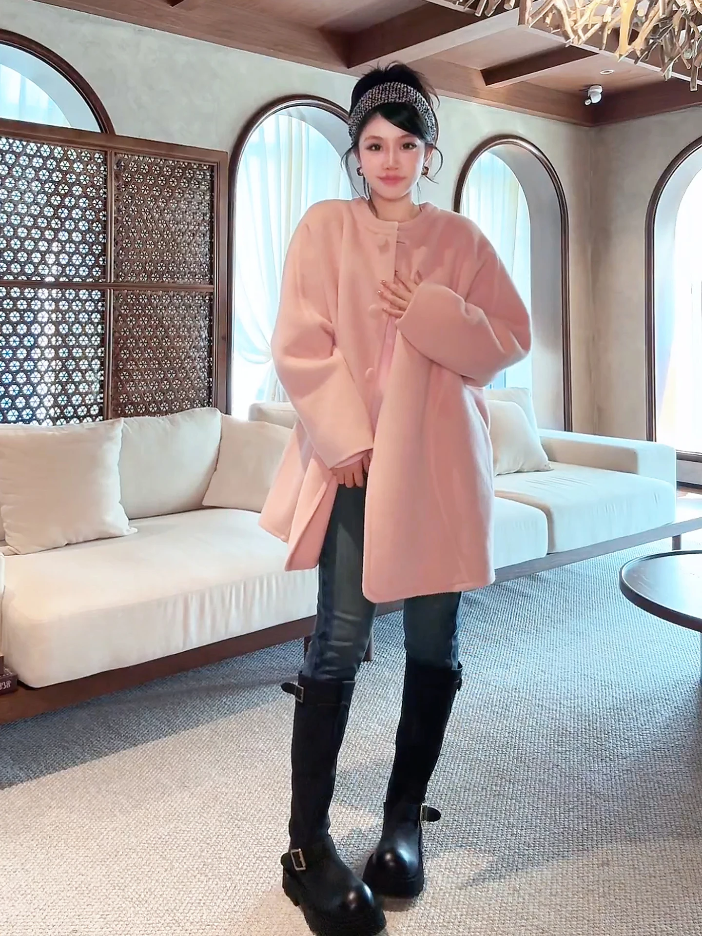 

Double-Faced Woolen Camere Blend Faionable Versatile Coat ME【Little Night Song Double-Sided Long】Alaan Camere